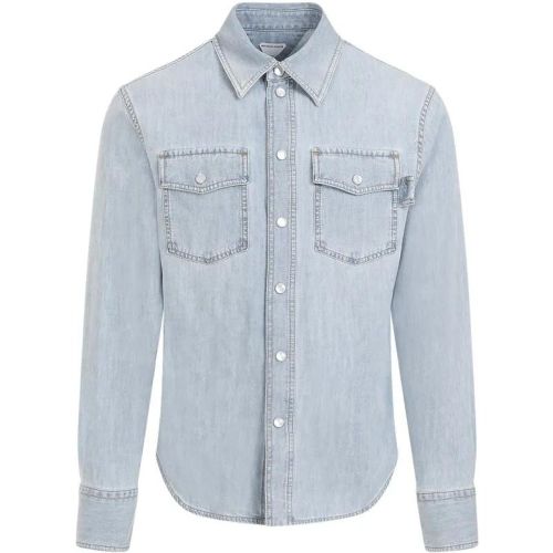 Light Blue Bleatch Cotton Shirt - Größe 48 - Bottega Veneta - Modalova