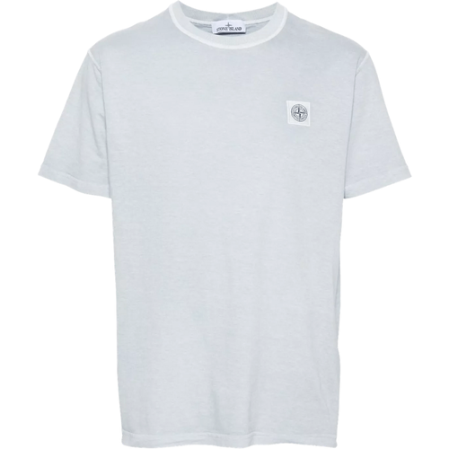 T-Shirt mit Logo-Patch - Größe L - light blue - Stone Island - Modalova