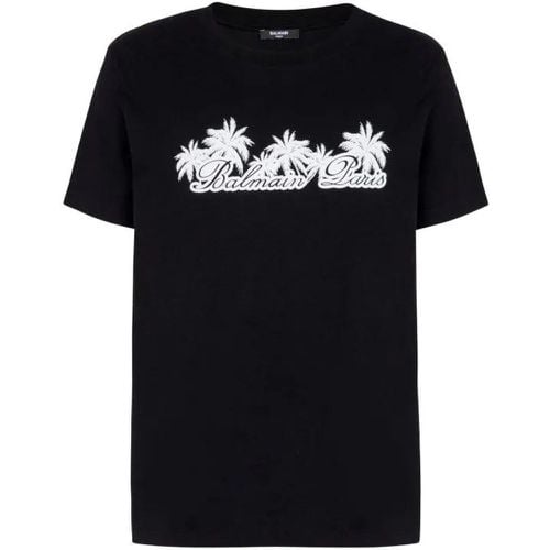 Palm-Print Cotton T-Shirt - Größe XL - Balmain - Modalova