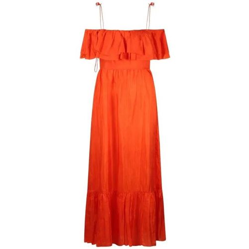 Ruffled Silk Long Dress - Größe S - orange - The Rose Ibiza - Modalova