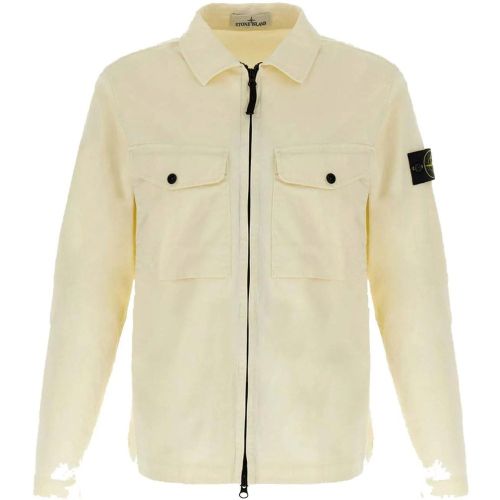 Heren LogoPatch Zip Up Overshirt Wit - Größe L - Stone Island - Modalova