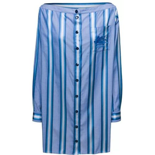 Mini Light Blue Off-The-Shoulders Striped Shirt Dr - Größe 38 - blue - ETRO - Modalova