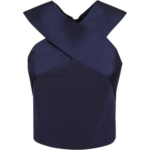 Satin Cross Neck Crepe Top - Größe 38 - Balmain - Modalova