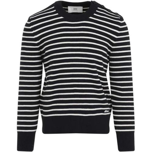 Sailor Crew Neck Navy Blue And Off White Cotton Pu - Größe L - AMI Paris - Modalova