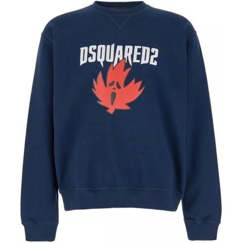 Blue Crewneck Sweatshirt With Screaming Maple In C - Größe L - Dsquared2 - Modalova