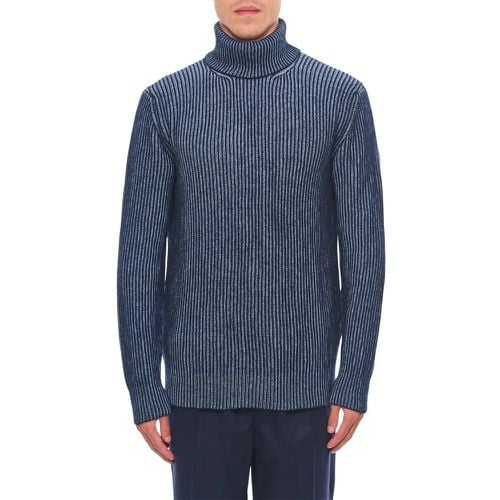 Blue Ribbed Turtleneck - Größe 52 - grau - Tagliatore - Modalova