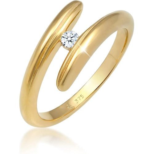 Ringe - Ring Wickelring Diamant 0.06 ct. 375 Gelbgold - Gr. 54 MM - in Weiß - für Damen - Elli - Modalova