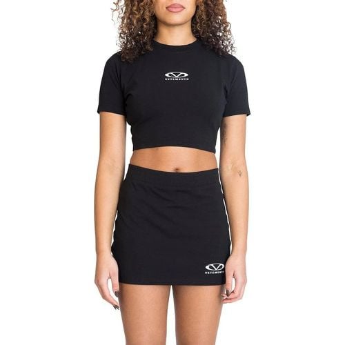 OVAL LOGO CROPPED FITTED T-SHIRT BLACK/WHITE - Größe L - Vetements - Modalova