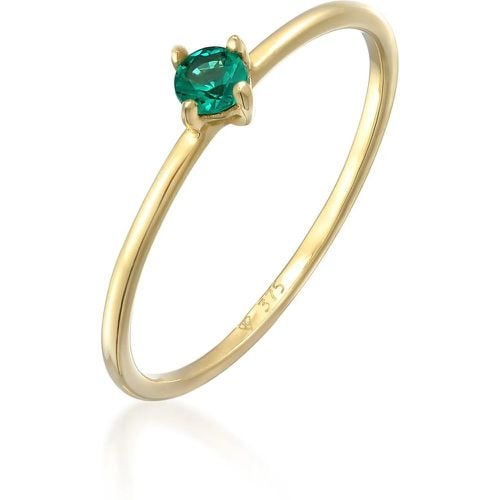 Ringe - Ring Synthetischer Smaragd Solitär 375er Gelbgold - Gr. 52 MM - in - für Damen - Elli - Modalova