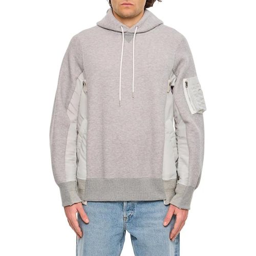 Terry Sweatshirt With Twill And Nylon Hood - Größe 1 - Sacai - Modalova