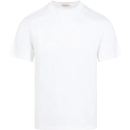 White Cotton T-Shirt With Logo - Größe L - Valentino - Modalova