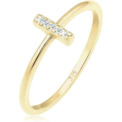 Ringe - Ring Kreuz Symbol Geo Diamant (0.025 ct.) 375 Gelb - Gr. 52 MM - in - für Damen - Elli - Modalova