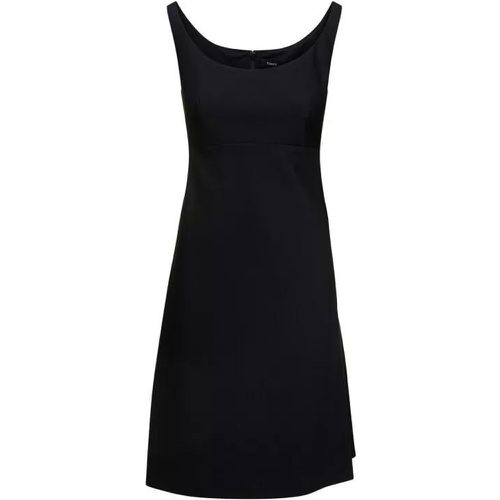 Mini Black Flared Dress With U Neckline In Wool Bl - Größe 2 - black - Theory - Modalova