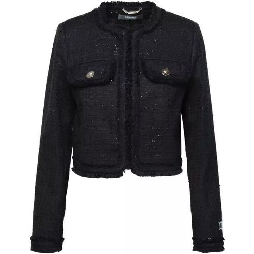Black Cotton Blend Jacket - Größe 40 - black - Versace - Modalova