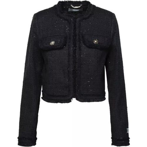 Black Cotton Blend Jacket - Größe 42 - black - Versace - Modalova