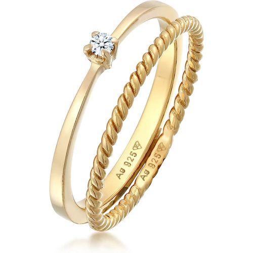 Ringe - Ring Diamant (0.03 ct.) Kordel 2er Ring Set 925 Si - Gr. 54 MM - in - für Damen - Elli - Modalova