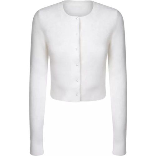 White Angora Wool Blend Crop-Cut Cardigan - Größe M - white - Maison Margiela - Modalova