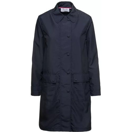 Blue Single-Breasted Trench Coat With Round Collar - Größe 40 - blue - Thom Browne - Modalova