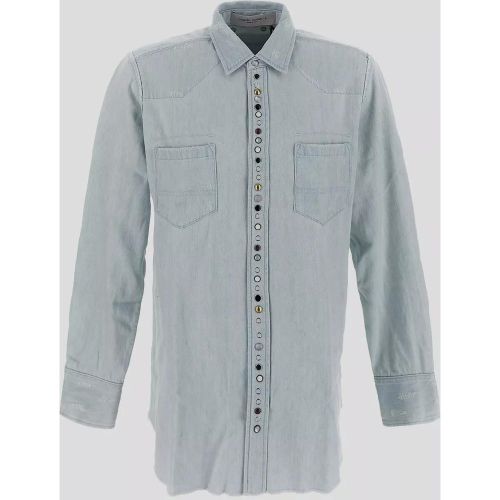 Button-Up Striped Cotton Oxford Denim Shirt - Größe L - Golden Goose - Modalova