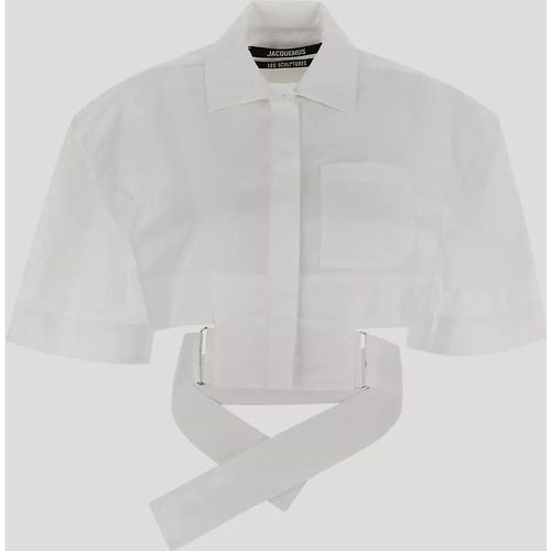 Croppped Cotton Shirt - Größe 38 - white - Jacquemus - Modalova