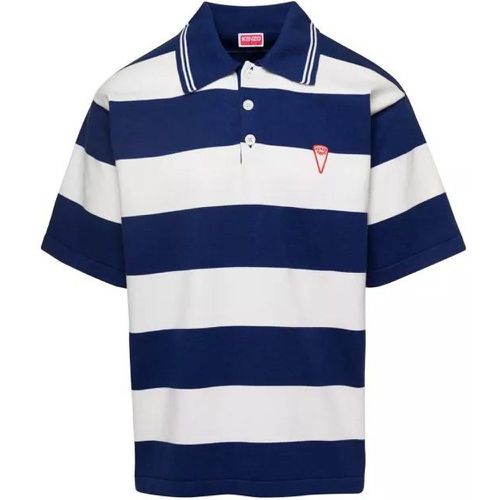 White And Blue Oversize Striped Polo T-Shirt In Co - Größe M - white - Kenzo - Modalova