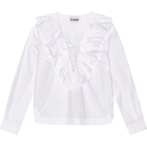 Cotton Ruffle Blouse - Größe 42 - Ganni - Modalova