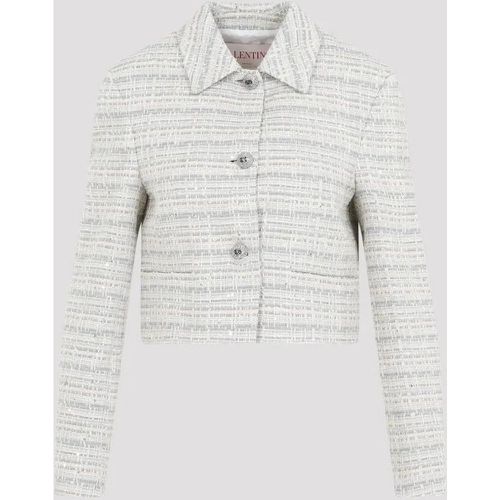 Gray And Blue Tweed Blazer - Größe 40 - Valentino - Modalova