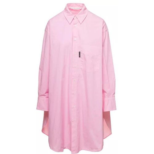 Mini Pink Shirt Dress With Contrasting Logo Print - Größe 38 - pink - Palm Angels - Modalova