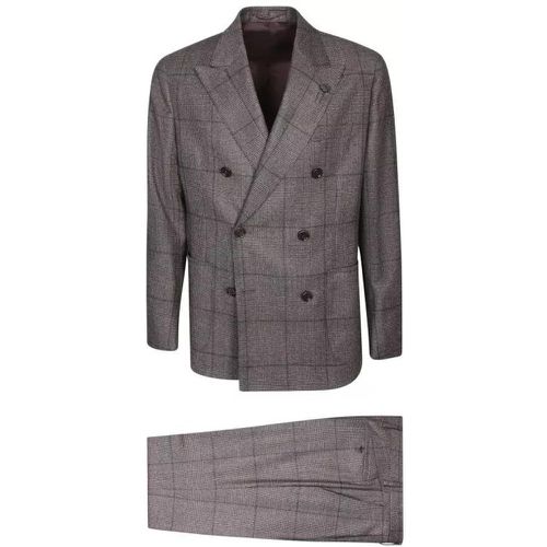 Double-Breasted Check Pattern Suit - Größe 46 - gray - Lardini - Modalova