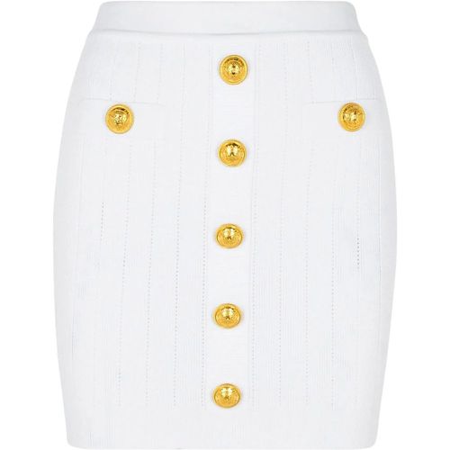 Mini Skirt In White Viscose Blend - Größe 36 - Balmain - Modalova