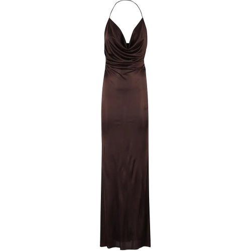 Chocolate Jersey Evening Dress With Deep V-Necklin - Größe 38 - Elisabetta Franchi - Modalova