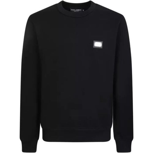 Logo Plaque Black Sweatshirt - Größe 44 - black - Dolce&Gabbana - Modalova
