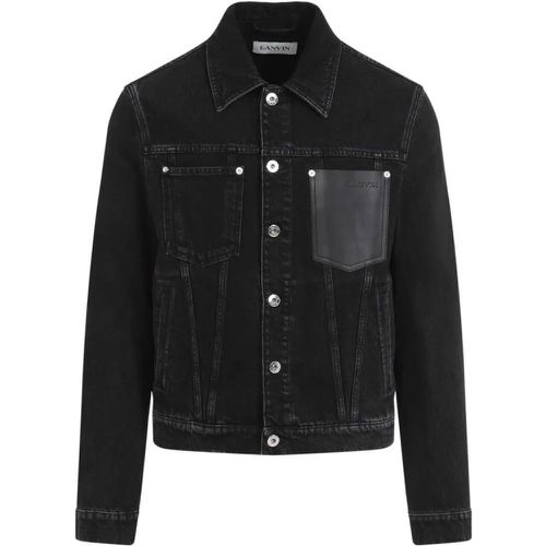 Leather Black Detail Cotton Jacket - Größe 48 - Lanvin - Modalova