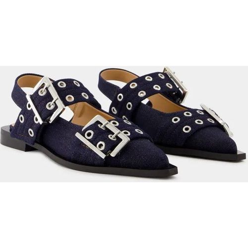 Loafer - Feminine Buckle Ballerinas - Cotton - Blue - Gr. 36 (EU) - in - für Damen - Ganni - Modalova