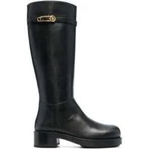 Boots & Stiefeletten - Logo-Plaque Leather Boots - Gr. 38 (EU) - in - für Damen - Versace - Modalova