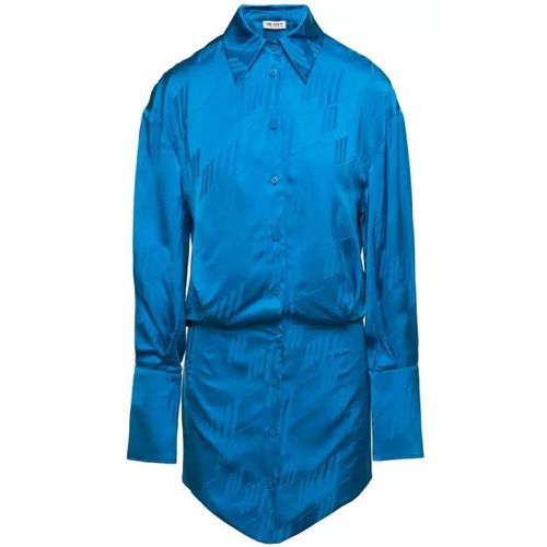 Sylvie' Blue Shirt Dress With All-Over Monogram Pr - Größe 40 - blue - The Attico - Modalova