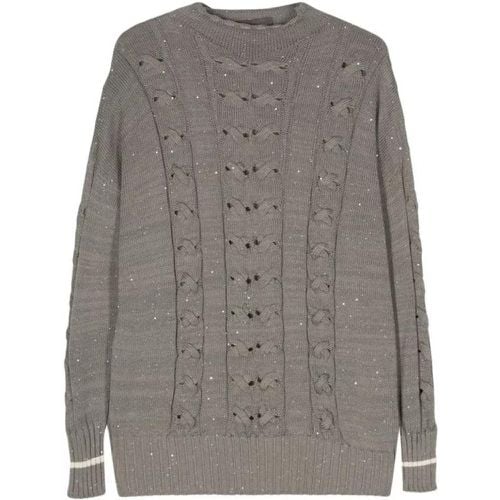 Sequin-Embellished Cable-Knit Jumper - Größe 46 - Lorena Antoniazzi - Modalova