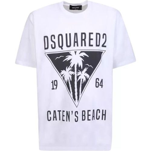 White Caten's Beach T-Shirt - Größe M - Dsquared2 - Modalova