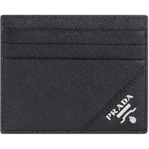 Portemonnaies - Black Leather Card Holder With Logo - Gr. unisize - in - für Damen - Prada - Modalova