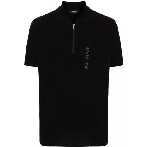 Black Zip Patch Polo T-Shirt - Größe M - black - Balmain - Modalova