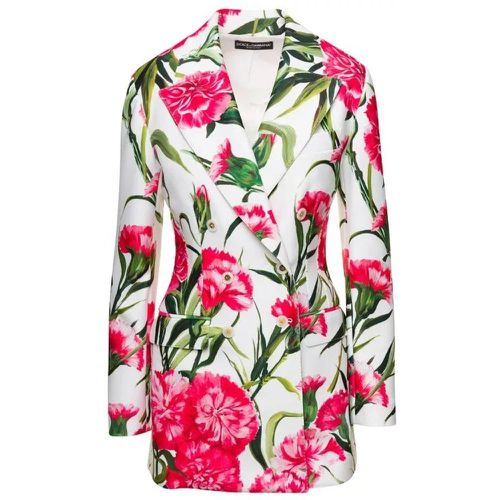 Multicolor Double-Breasted Jacket With All-Over Ga - Größe 42 - multi - Dolce&Gabbana - Modalova
