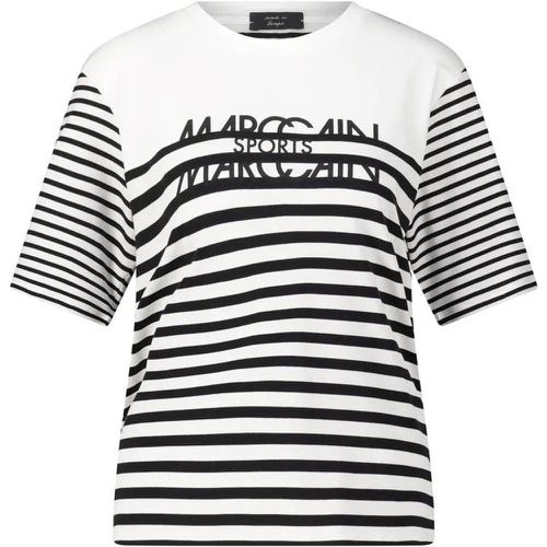 Gestreiftes T-Shirt mit Logo - Größe 34 - weiß - Marc Cain - Modalova