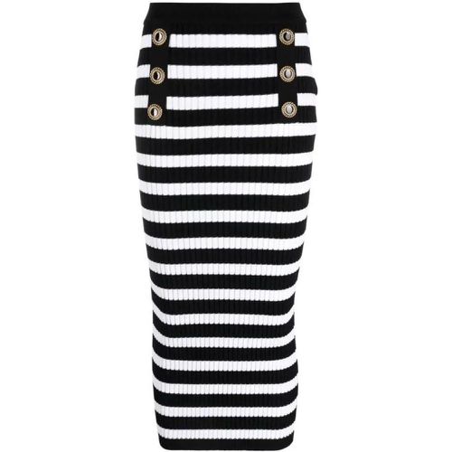 White/Black Striped Knit Midi Skirt - Größe 38 - black - Balmain - Modalova