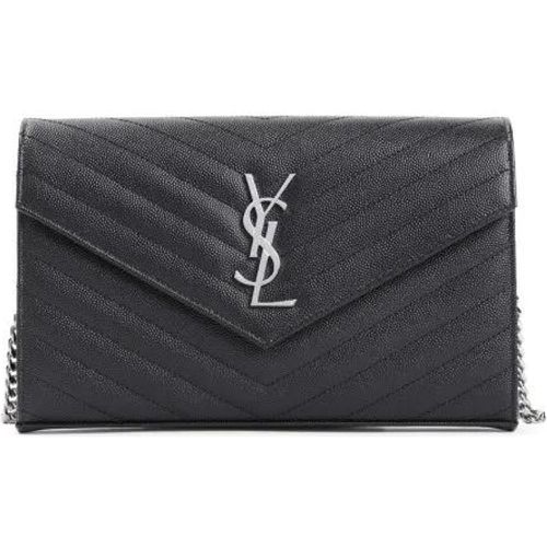 Portemonnaies - Black Chain Matelassé Leather Wallet - Gr. unisize - in - für Damen - Saint Laurent - Modalova