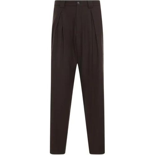 Brown Virgin Wool Trousers - Größe 48 - Giorgio Armani - Modalova