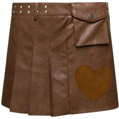 Arina' Brown Pleated Mini Skirt With Heart And Pat - Größe 38 - brown - Andersson Bell - Modalova