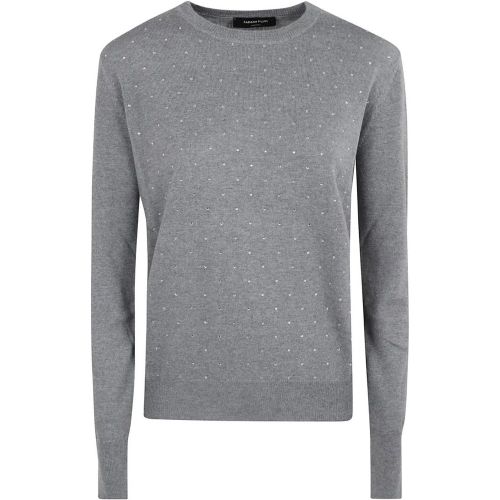 Medium Grey Merino Wool Sweater With Crystal Embel - Größe 40 - Fabiana Filippi - Modalova