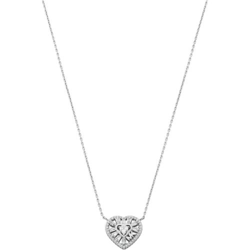 Halskette - Tapered Baguette Heart Pendant Necklace - Gr. unisize - in Silber - für Damen - Michael Kors - Modalova