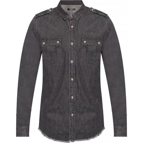 Cotton Denim Shirt - Größe 40 - Balmain - Modalova