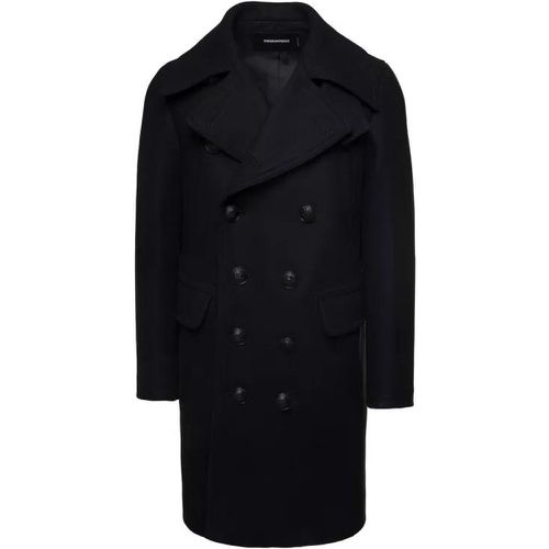 Black Coat With Double-Breasted Fastening And Bran - Größe 52 - black - Dsquared2 - Modalova